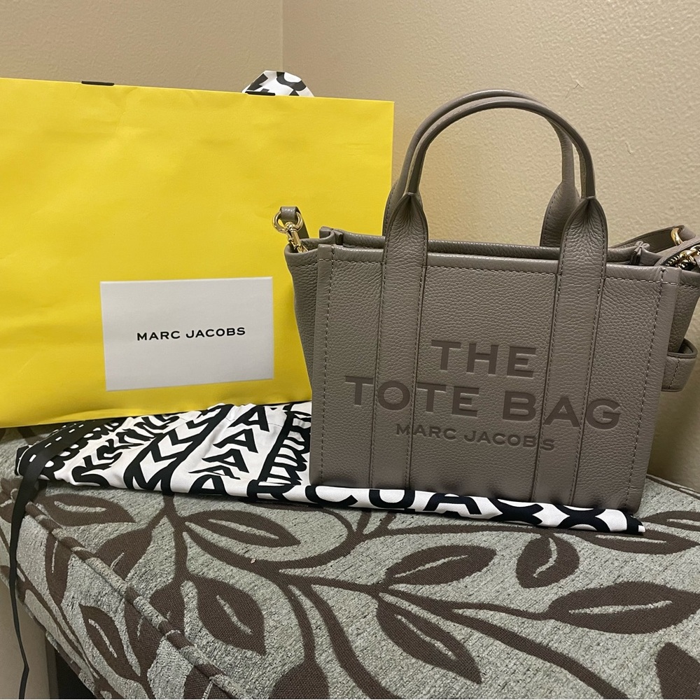 Marc Jacobs Leather Mini Tote Bag, Cement Color